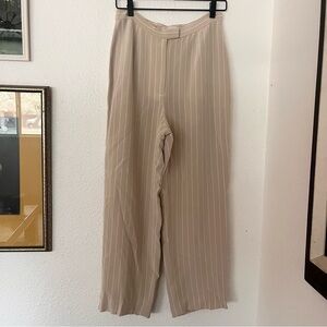 Silk Beige Pinstripe Trousers